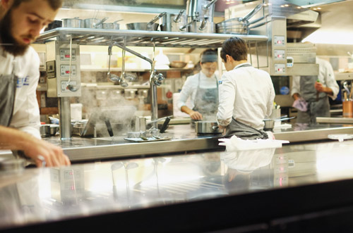 The working kitchen at the Michelin star restaurant