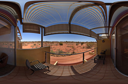 Virtual tour photography, 360° veranda view from Uluru resort, Yulara Northern Territory, Australia