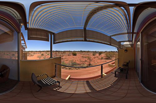 Virtual tour photography, 360° veranda view from Uluru resort, Yulara Northern Territory, Australia